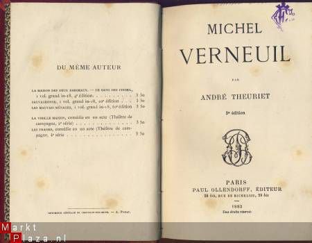 ANDRE THEURIET**MICHEL VERNEUIL*1883*PAUL OLLENDORFF - 1