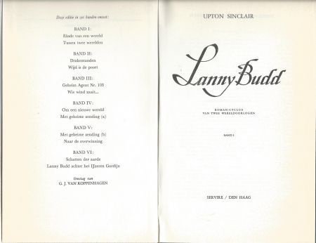 UPTON SINCLAIR**LANNY BUDD**BAND I**1.EINDE WERELD.2.TSSEN - 2