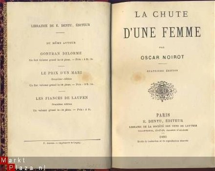 OSCAR NOIROT**LA CHUTE D'UNE FEMME*1886*E. DENTU - 1