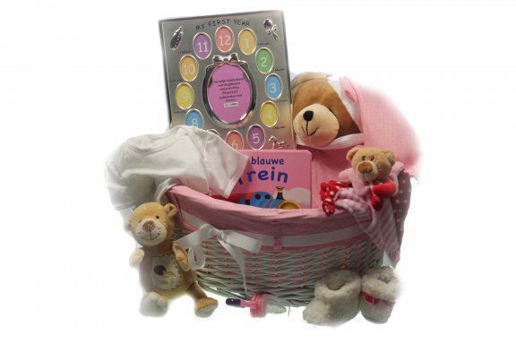 Geboorte cadeau in Beren mand met slaapmuts met Felicitatie in fotolijst - nr. 1