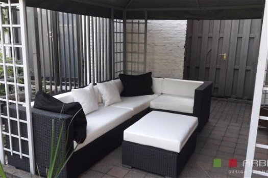 Loungeset lounche set terras tuin zwart wicker promo. - 5