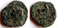 Bronzen munt Gallienus (253-268) met Geit 2965