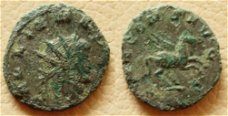 Bronzen munt Gallienus met Pegasus