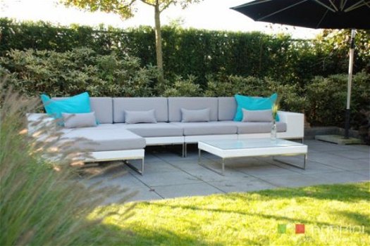 Loungeset lounche set terras tuin wit wicker nieuw. - 4