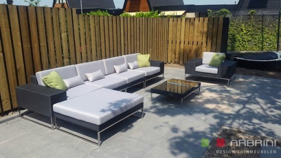 Lounge stoel lounche fauteuil zetel terras tuin zwart nieuw - 4