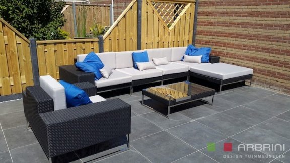 Lounge stoel lounche fauteuil zetel terras tuin zwart nieuw - 2