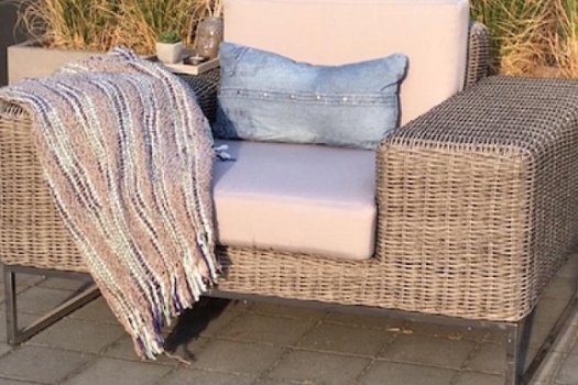 Lounge stoel lounche fauteuil zetel terras tuin grijs wicker nieuw. - 3