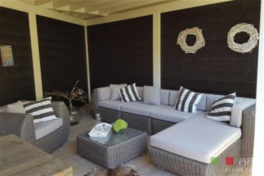 loungeset lounche set terras tuin rond wicker grijs aanbieding. - 1