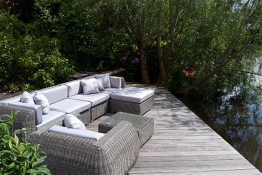 loungeset lounche set terras tuin rond wicker grijs aanbieding. - 8