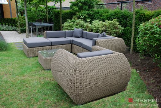 Loungeset lounche set terras tuin rond wicker grijs aanbieding. - 3