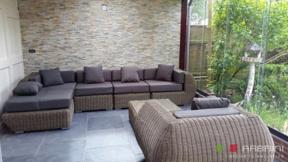 Loungeset lounche set terras tuin rond wicker grijs aanbieding. - 4