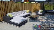 Loungeset lounche set terras tuin zwart wicker speciale aanbieding.