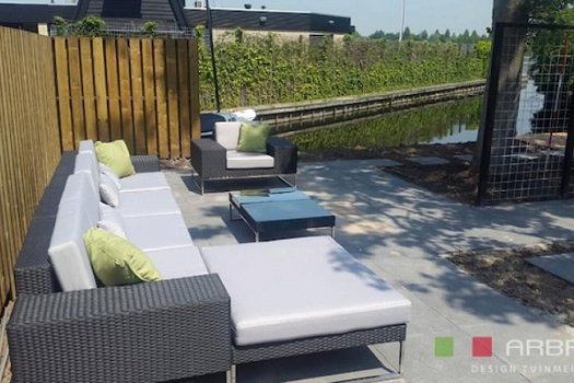 Loungeset lounche set terras tuin zwart wicker speciale aanbieding. - 4