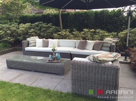 Loungeset lounche set tuin terras rond wicker grijs speciale aanbieding. - 1