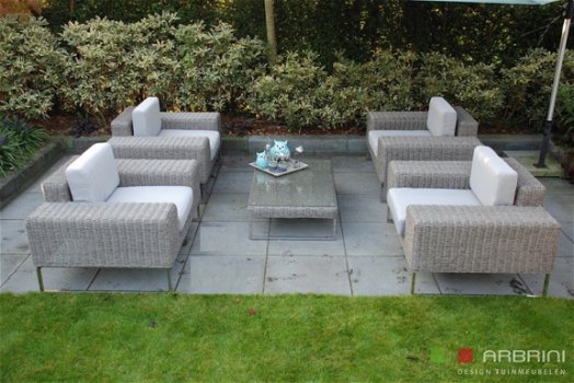 Lounge stoel lounche fauteuil set zetel tuin terras grijs speciale aanbieding. - 1