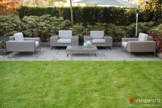 Lounge stoel lounche fauteuil set zetel tuin terras grijs speciale aanbieding. - 3