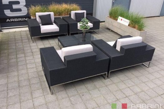 Lounge stoel lounche fauteuil zetel set tuin terras zwart speciale aanbieding. - 1