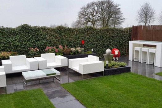 Lounge stoel lounche fauteuil set zetel tuin terras wit speciale aanbieding. - 3