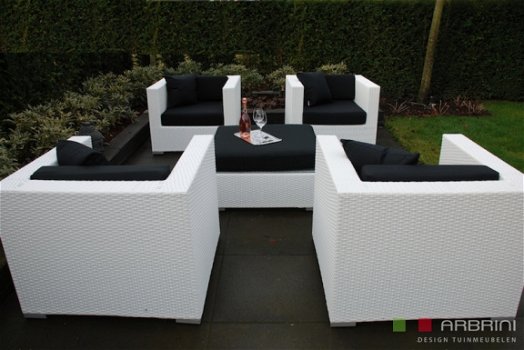 Lounge stoel lounche fauteuil set zetel tuin terras wit aanbieding. - 4