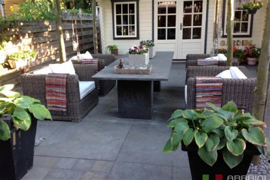 Loungestoel lounche fauteuil set terras tuin grijs wicker aanbieding. - 4