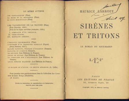 MAURICE LARROUY**SIRENES ET TRITONS**LES EDITIONS DE FRANCE - 2