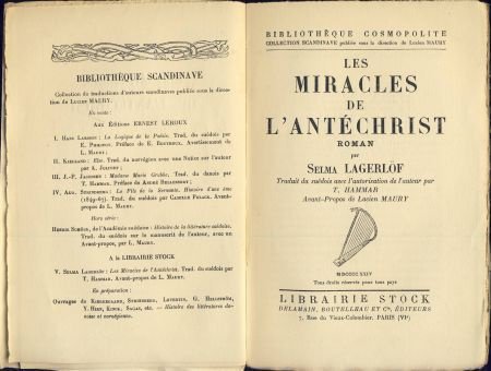 SELMA LAGERLOF**LES MIRACLES DE L'ANTECHRIST*1924*LIBR.STOCK - 2