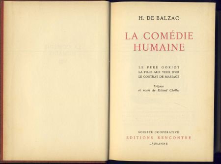 H. DE BALZAC**LA COMEDIE HUMAINE**HARDCOVER**EDIT. RENCONTRE - 2