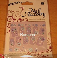 Gekleurde 3D Nagel stickers met strass PE05 Bloem nail art