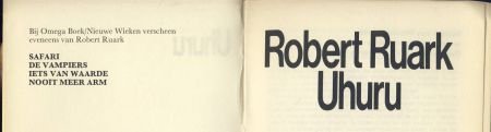 ROBERT RUARK **UHURU**NIEUWE WIEKEN*SOFTCOVER** - 4