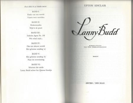 UPTON SINCLAIR**LANNY BUDD**BAND IV**1.OM EEN NIEUWE.2.GEHEI - 2