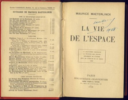 MAURICE MAETERLINCK**LA VIE DE L'ESPACE**1928**CHARPENTIER** - 2