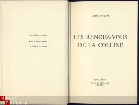 ANNE PHILIPE**LES RENDEZ-VOUS DE LA COLLINE**JULLIARD HARDCO - 2