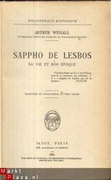 ARTHUR WEIGALL** SAPPHO DE LESBOS ** 1951 ** PAYOT PARIS ** - 2