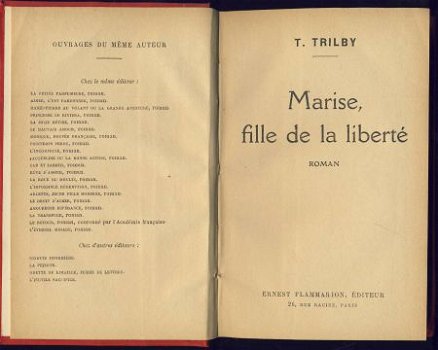 T. TRILBY**MARISE, FILLE DE LA LIBERTE**HARDCOVER FLAMMARION - 2