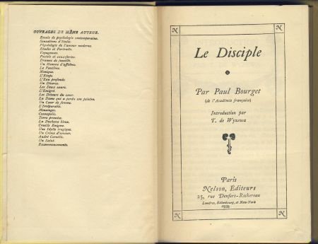 PAUL BOURGET**LE DISCIPLE*1936*NELSON**HARDCOVER INTACT - 2