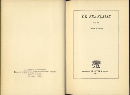 GERARD WALSCHAP**DE FRANCAISE**ELSEVIER**1957**G. WALSCHAP - 2