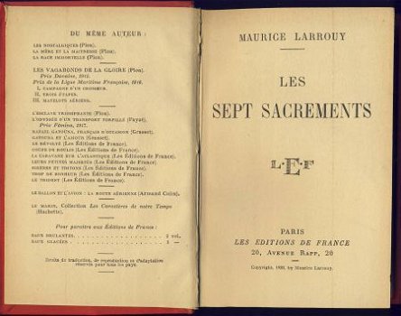 MAURICE LARROUY**LES SEPT SACREMENTS**LES EDITIONS DE FRANCE - 2