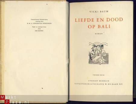 VICKI BAUM**LIEFDE EN DOOD OP BALI**HARDCOVER DE HAAN - 2