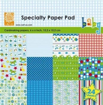 SALE NIEUW Scrapbook pakket o.a. 6X6 Album en Paperpad + embelishments Baby Boy. - 3