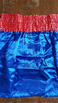 heren thaiboxing sportbroek blauw/rood mt:m nieuw - 2