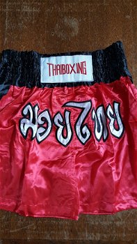 heren thaiboxing sportbroek rood/zwart mt:m nieuw - 1