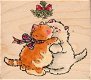 SALE RETIRED houten stempel Under The Mistletoe Cats Kerst Penny Black. - 2 - Thumbnail