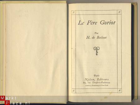 H. DE BALZAC**LE PERE GORIOT**NELSON HARDCOVER - 2