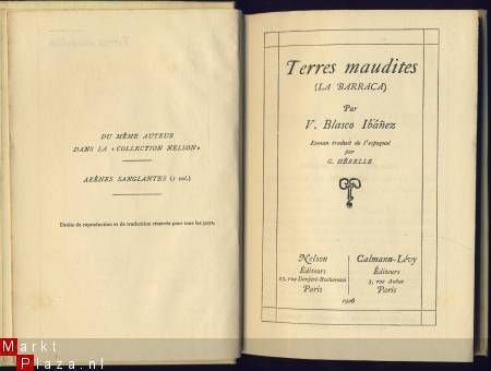 V. BLASCO IBANEZ**TERRES MAUDITES**LA BARRACA**1926**NELSON - 2