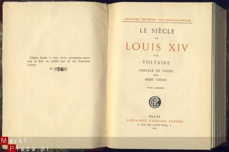 VOLTAIRE**LE SIECLE DE LOUIS XIV*1929*RENE GROOS**TOME I** - 2