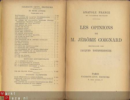 ANATOLE FRANCE**LES OPINIONS DE M. JEROME COIGNARD**CALMANN - 2