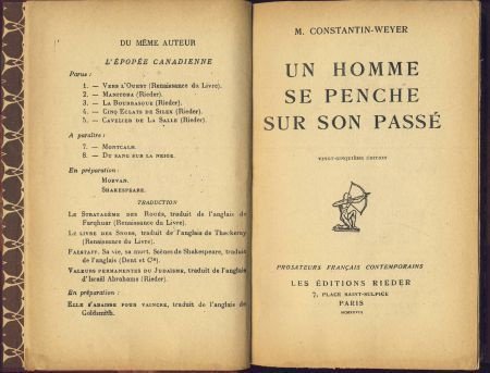 M. CONSTANTIN-WEYER**UN HOMME SE PENCHE SUR SON PASSE*RIEDER - 2