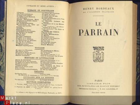 HENRY BORDEAUX**LE PARRAIN* *1937*PLON - 1