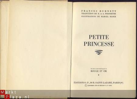 FRANCES BURNETT**PETITE PRINCESSE.**ED. G. P. PARIS - 1