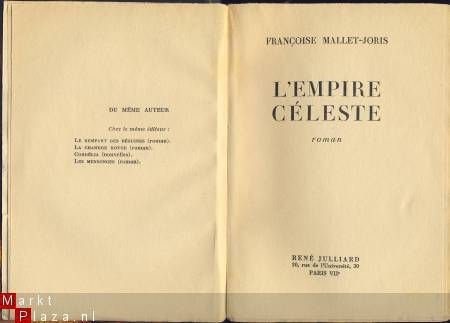 FRANCOISE MALLET-JORIS **L'EMPIRE CELESTE**JULLIARD LE 24 N - 3